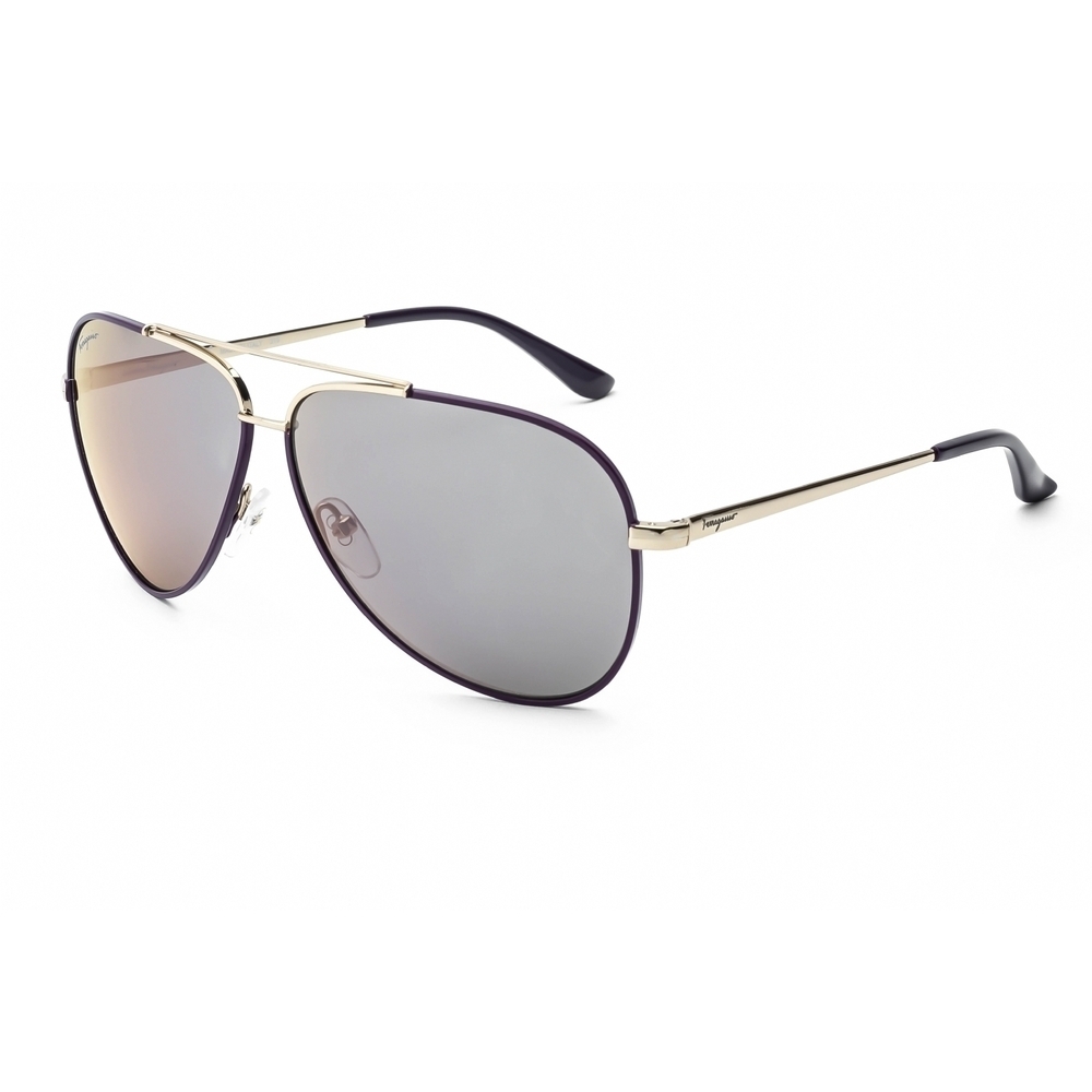 NWT Salvatore Ferragamo SF131S Light Gold Aviator 60mm Sunglasses